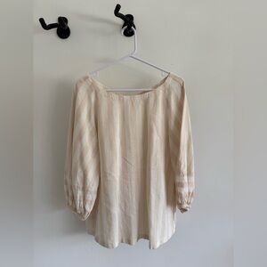 LOFT Beige and Cream Striped Top